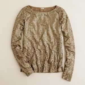 J Crew Gold Sequin Long Sleeve Top